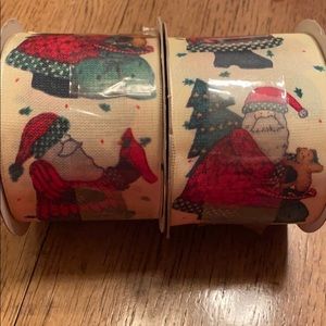 2 rolls woodland Santa rustic Christmas ribbon